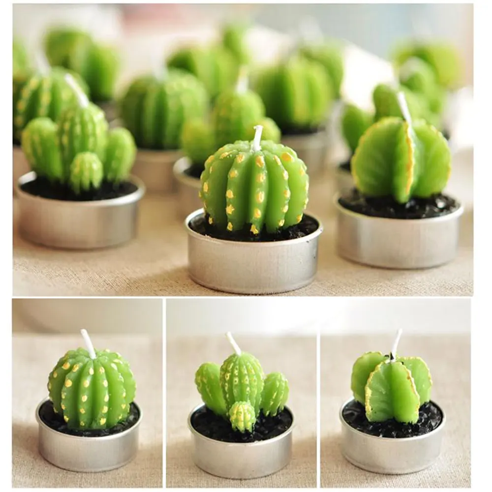 6 шт./компл. домашний декор кактус Чайные свечи чайный свет садовые мини восковые