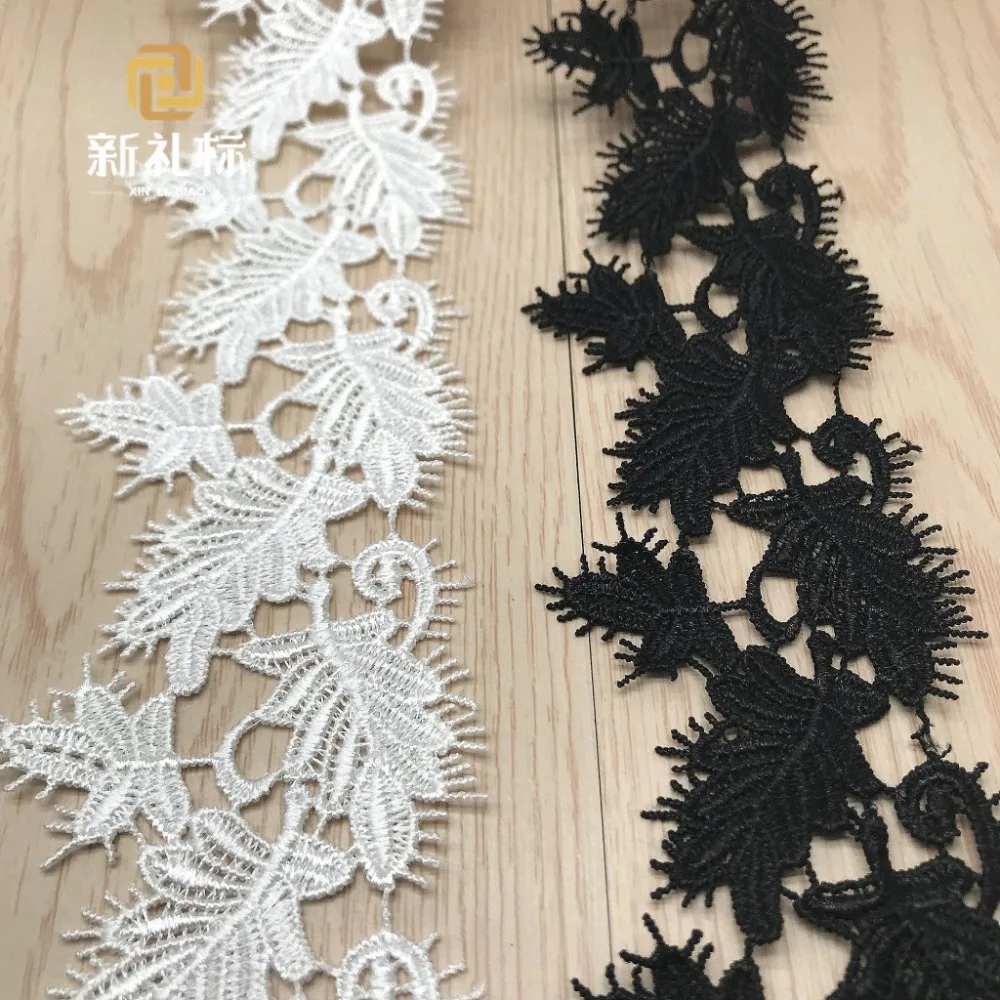Кружевной трикотажный материал для рукоделия черно белая вышивка аксессуары