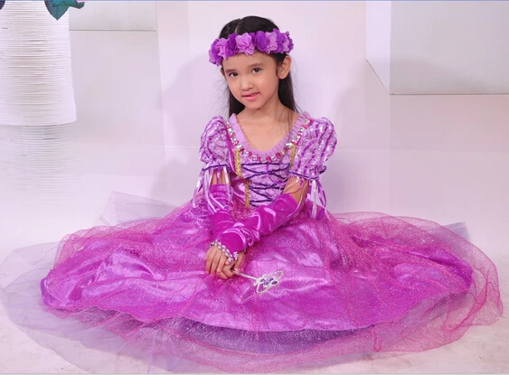 Фиолетовое платье Софии для маленьких девочек Детские платья принцессы детский