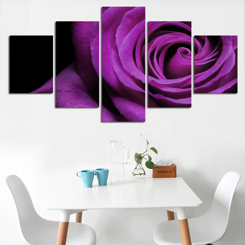 fashion Hot Sell Purple roses Flower Simple Cute Paintings For Living Room Such Beauty Picture Canvas Printed Unframed | Дом и сад