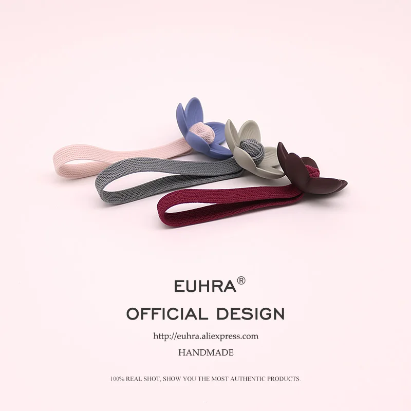 EUHRA, 6 цветов, эластичные резинки для волос, резинки, базовый лепесток лотоса, высокая эластичность, для женщин и девушек, плоская лента для волос, резиновые аксессуары для волос