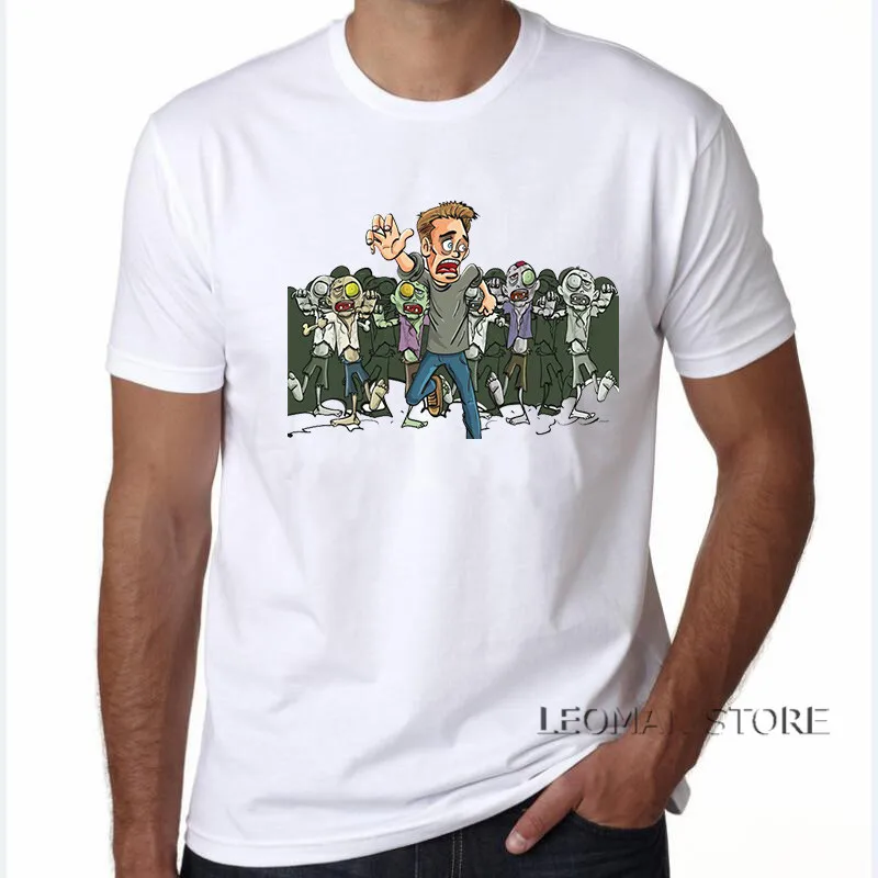 LEOMAN 2018 New Fashion Design Tee Shirt Men's Short Sleeve Printing Machine O-Neck The Walking Dead short sleeve T Shirts | Мужская