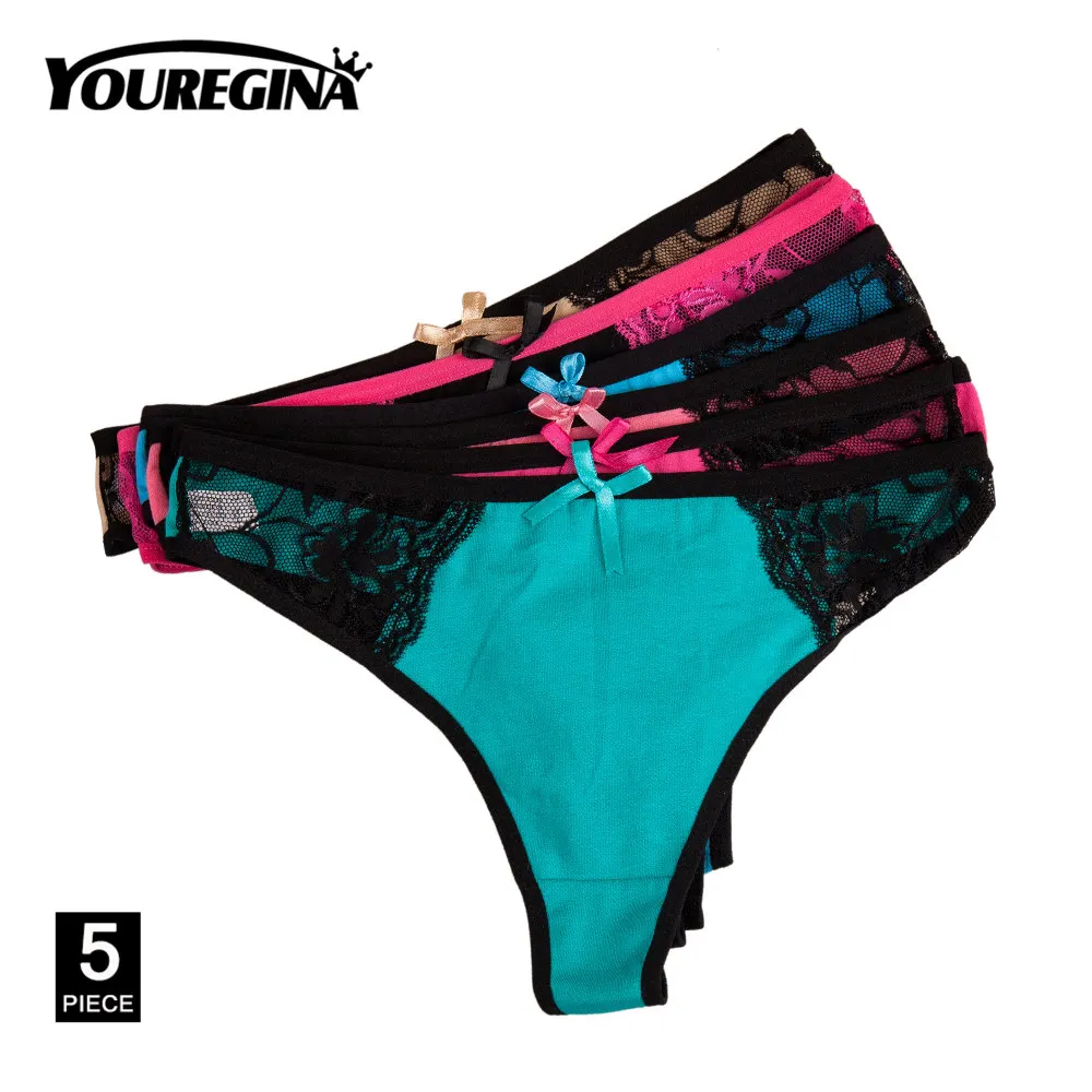 G Mixed color-5 pcs Сексуальные стринги хлопковые трусы для Для женщин стринги с задней части женского нижнего белья нижнее белье трусы бикини с низкой посадкой Прозрачный 5 шт./компл - Цвет: G Mixed color-5 pcs