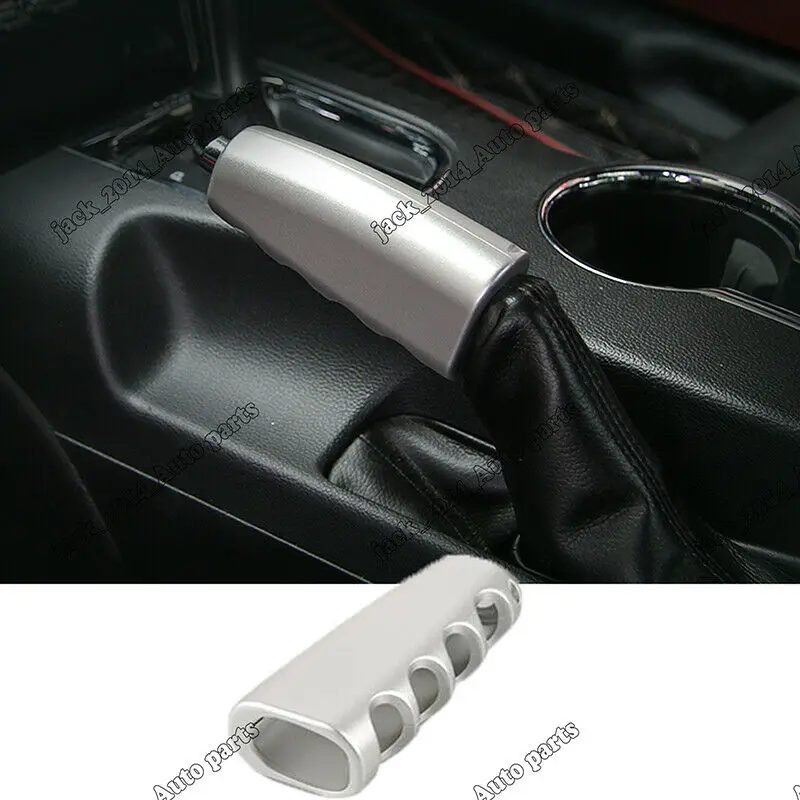 

Silver Aluminum alloy Handle Hand Brake Emergency Cover Trim Fit for 2015 2016 2017 Ford Mustang
