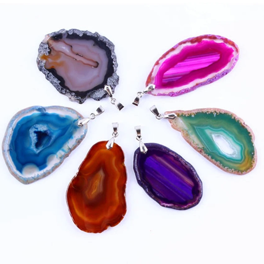 Модные бусины посеребренные разноцветные Ониксовые ломтики неправильной формы