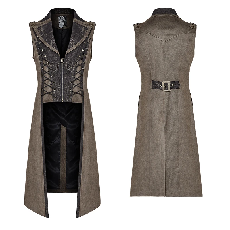 PUNK RAVE Men Steampunk Jackets Retro Palace Long Vest Coat Personality Fashion Party Waistcoat | Мужская одежда