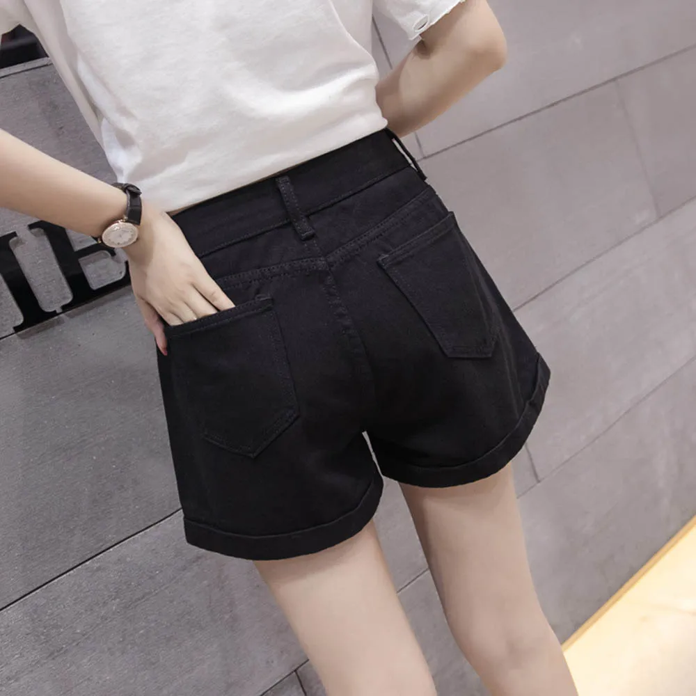 Женские джинсовые шорты в уличном стиле винтажные джинсы с высокой талией и