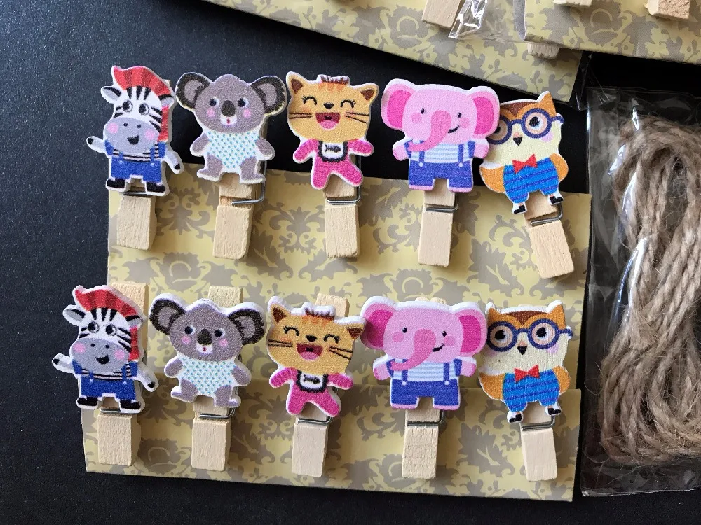 60 шт. маленький мультфильм Мини колышки с джутовый шпагат деревянных колышков