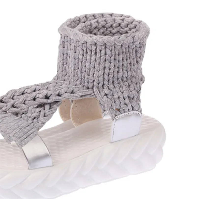 LIN KING/женские сандалии для отдыха Модная вязаная обувь на толстой подошве Обувь