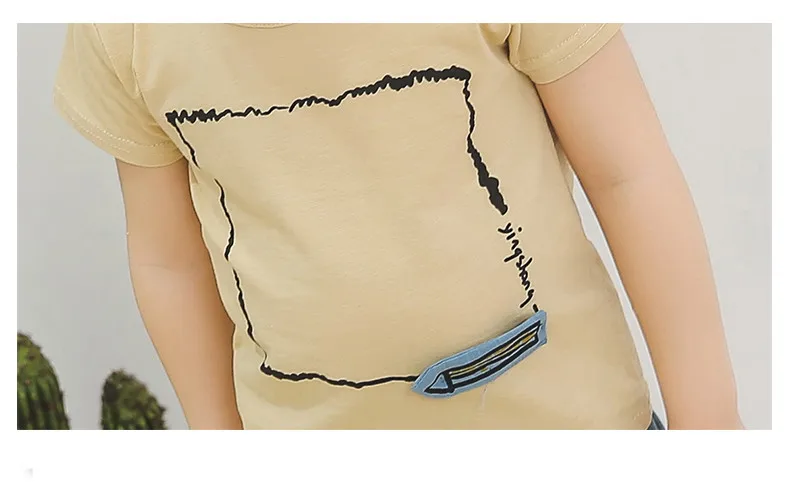 2019 летняя футболка с короткими рукавами для маленьких мальчиков + штаны комплект