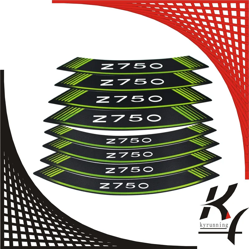 High Quality KYRUNNING Motorcycle rim strips &quotZ750&quot logo Stickers wheel decals for Kawasaki Z750 Z 750 | Автомобили и