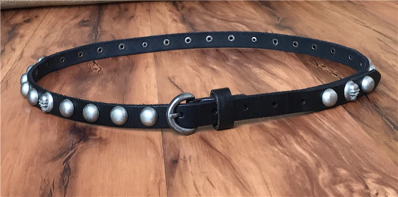 Из натуральной кожи металлические пояса с черепами для женщин Ceinture Femme винтажные панк заклепки женский ремень тонкий ремень девушки-ковбоя Cinto WBT0076