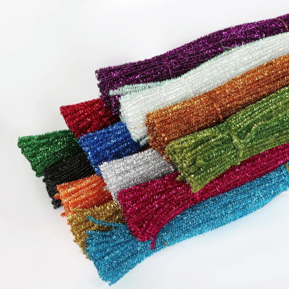 100 шт./лот 5 мм блестящие стебли синели детские игрушки для чистки красочные