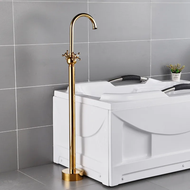 Смесители для ванны напольный смеситель с подставкой латунный золотой ручной