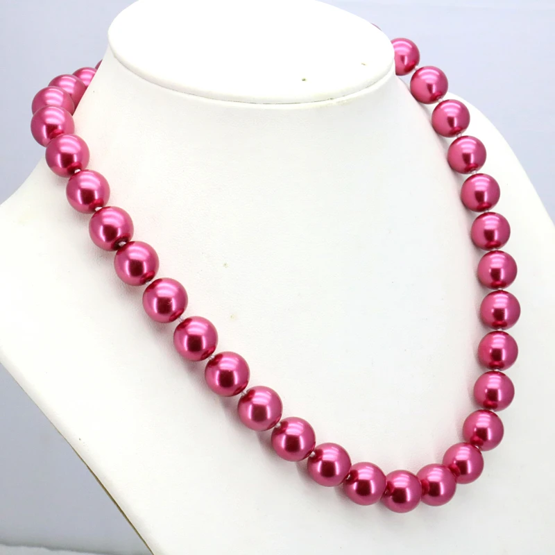 Rose red glass pearl necklace set 12mm 18&quotbracelet 7.5&quot earring women jewelry making design wholesale fashion style | Украшения и