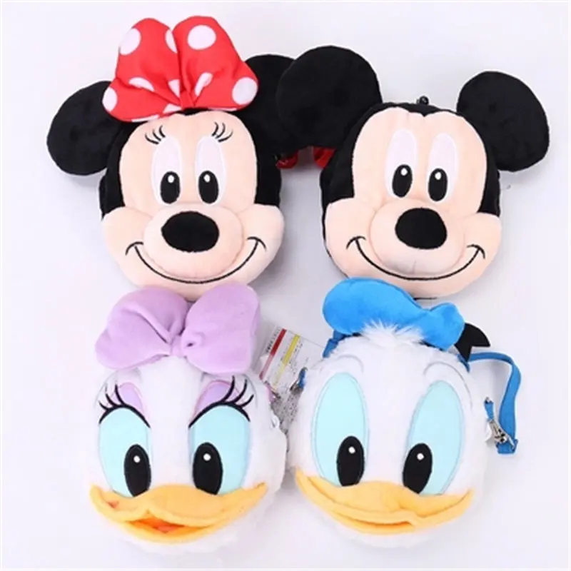 Disney мультфильм Микки Минни Дональд Дак, большие глаза милые плюшевые сумки-мессенджеры выдвижной карты пакет портмоне