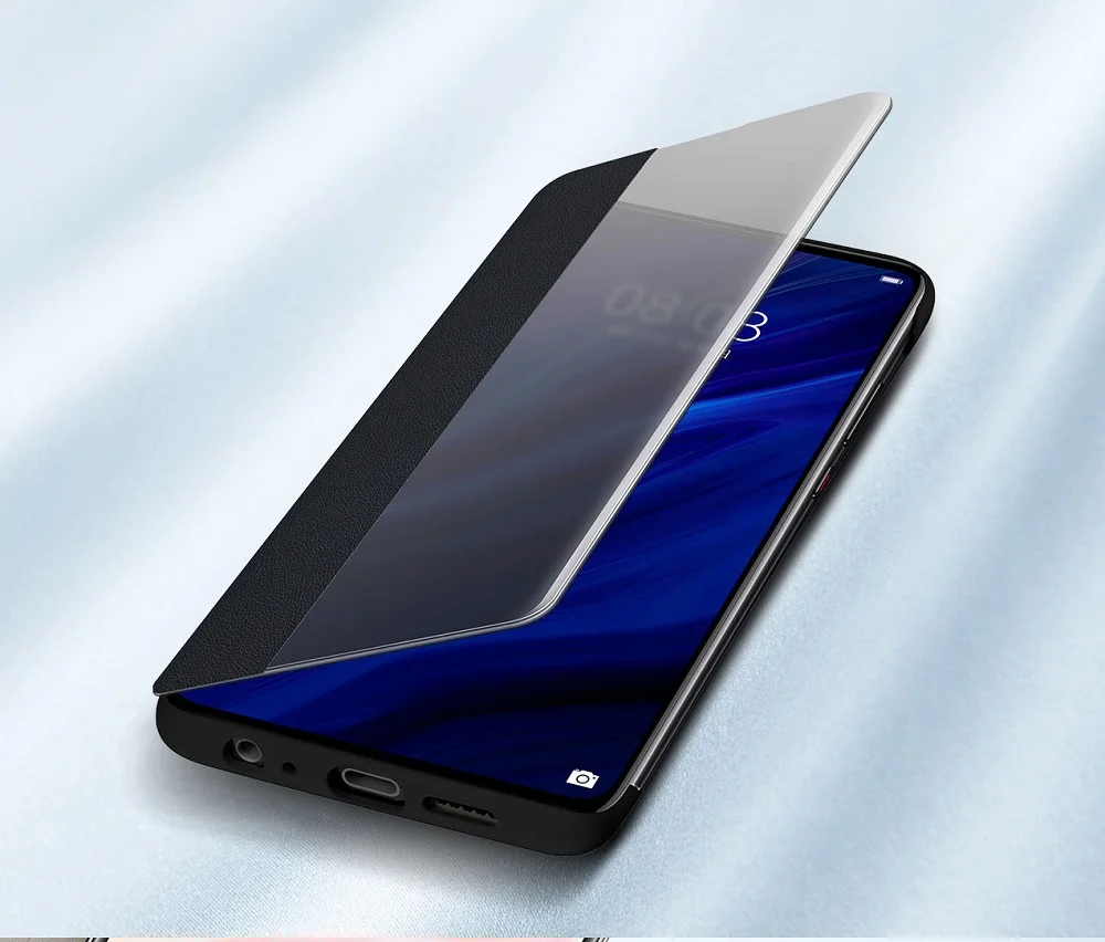 Чехол HUAWEI P30 Pro, официальный,, умный, прозрачный, флип-чехол из искусственной кожи, HUAWEI P30, роскошное покрытие для чехла, зеркальное, оконное покрытие