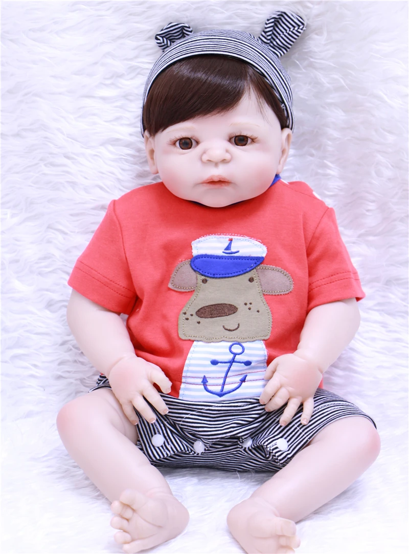 22&quot girl boy bebe doll reborn full body silicone vinyl babies children bath toys NPK realista bonecas | Игрушки и хобби