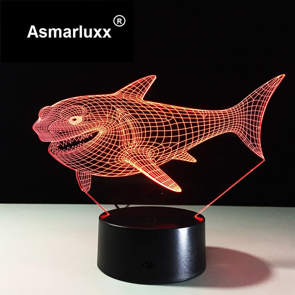 

3D Shark Night Light Top Quality Children Kids Visual Led Illusion Atmosphere 7 Color Changing Mood Lamp Friend Holiday Gifts