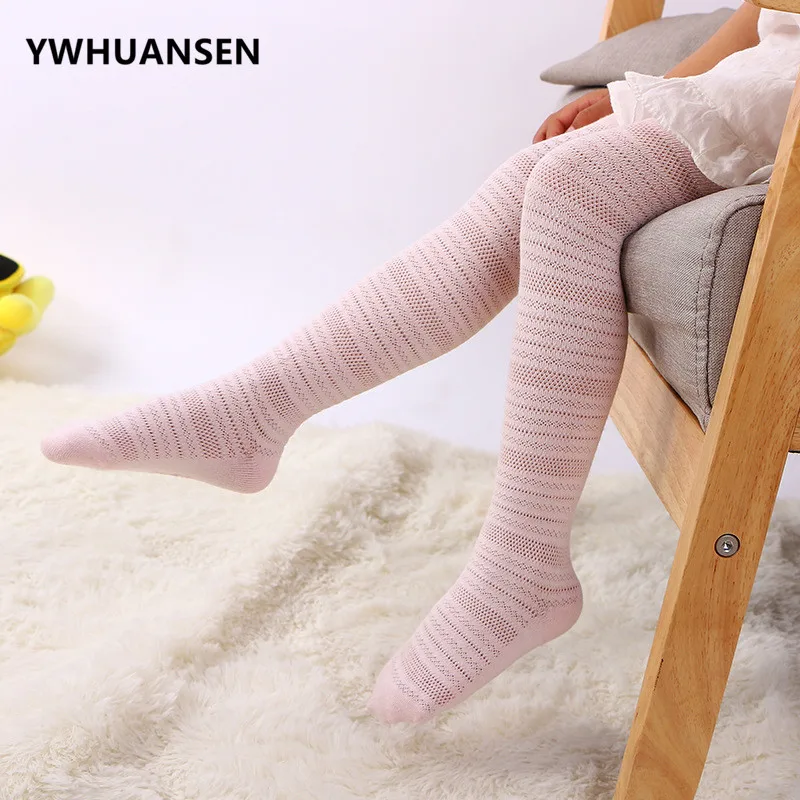Летние сетчатые колготки YWHUANSEN хлопковые тонкие белые детские для девочек