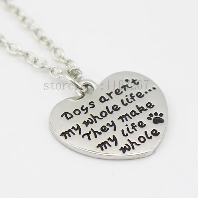 Ожерелье с подвеской Собачья лапа в виде сердца надписью собака не всю мою жизнь