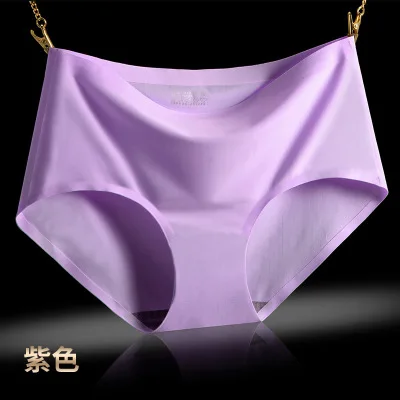 purple Сексуальное женское нижнее белье, бесшовные трусики, ледяной шелк, средняя талия, трусы, невидимые, мягкие, дышащие, трусики - Цвет: purple