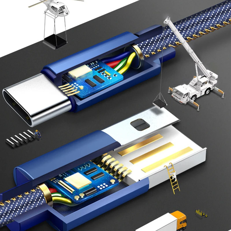 Byleen 2 м джинсовое зарядное устройство типа C USB кабель для быстрой зарядки Xiaomi mi 8 6x