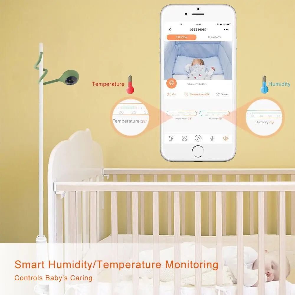 wdskivi Display Temperature And Humidity HD Mini IP Camera Wireless Wifi Security Surveillance CCTV Baby Monitor | Безопасность и