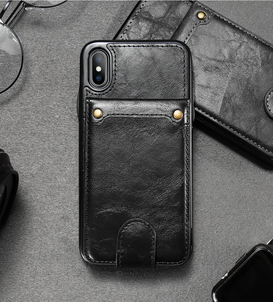 Чехол KISS PU Lether с отделением для визиток, Карманный чехол для телефона, для iPhone 7, 7 Plus, подставка, держатель, чехол для iPhone X, XS, 6 S, Capinhas