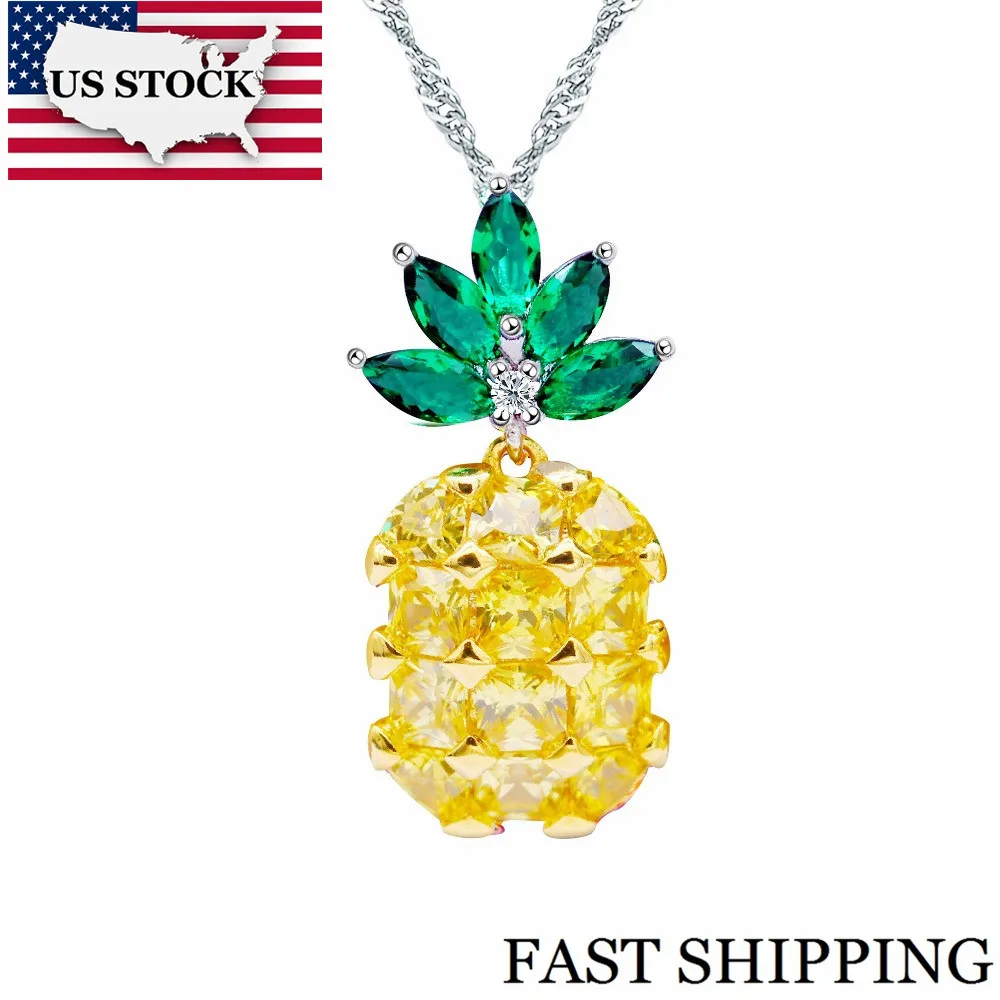US STOCK Uloveido милое женское ожерелье с подвеской в виде ананаса PN001|zircon necklace|necklace