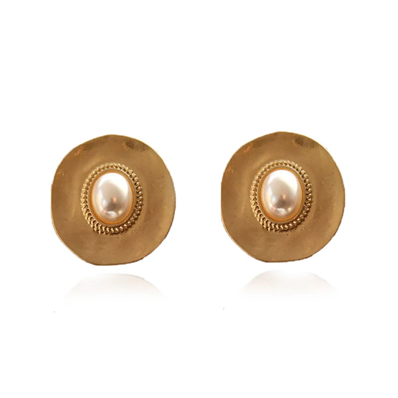 SRCOI корейские винтажные жемчужные золотистые Серебристые серьги искусственный