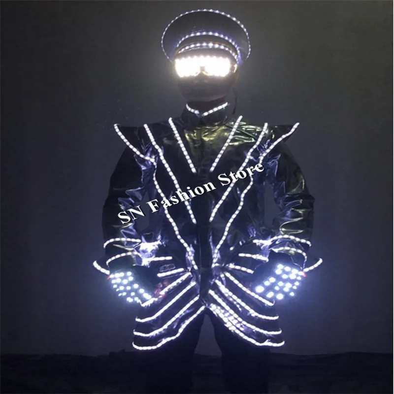 LZ41 LED gloves ballroom dance led hat headdress luminous glasses robot suit glowing cloth stage dj dancer wears party bar dress | Дом и сад
