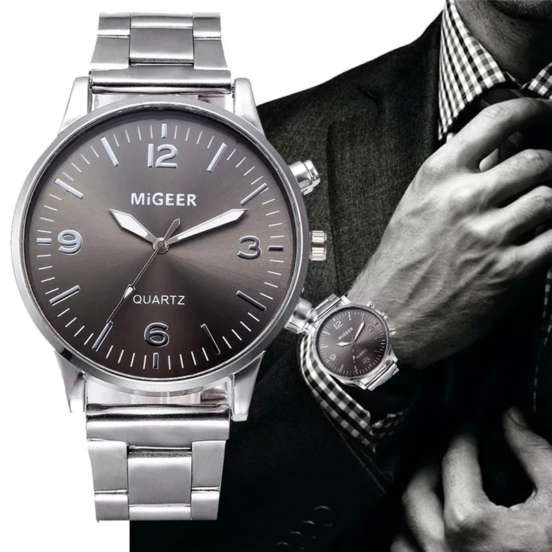 MIGEER известный бренд Роскошные мужские часы Бизнес Мужские кварцевые из