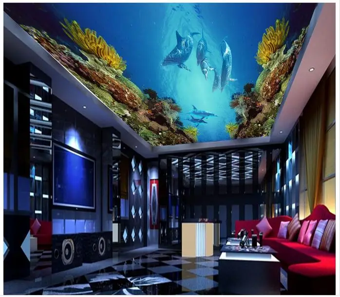 Пользовательские 3d фото обои потолочные фрески кораллового моря Мира Мечты