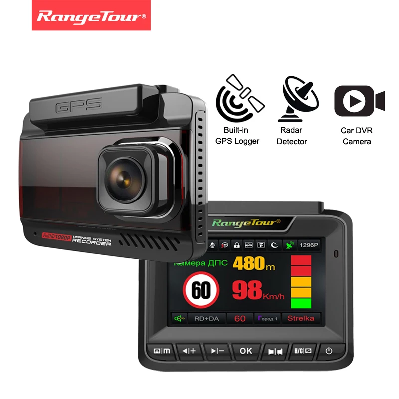 Range Tour Russia Voice 3 в 1 Автомобильный dvr камера радар детектор Full HD 1296 P Встроенный gps