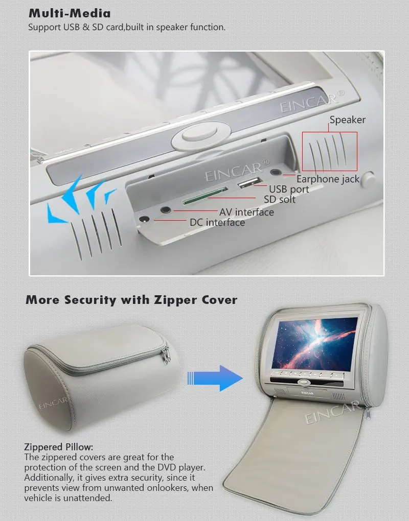 9 ''ЖК экран двойной dvd плеер встроенный ИК FM передатчик подголовник монитор