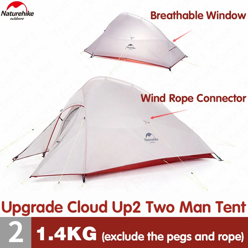 Naturehike Upgrade CloudUp 2 палатка 20D силиконовая двухслойная Мужская Сверхлегкая