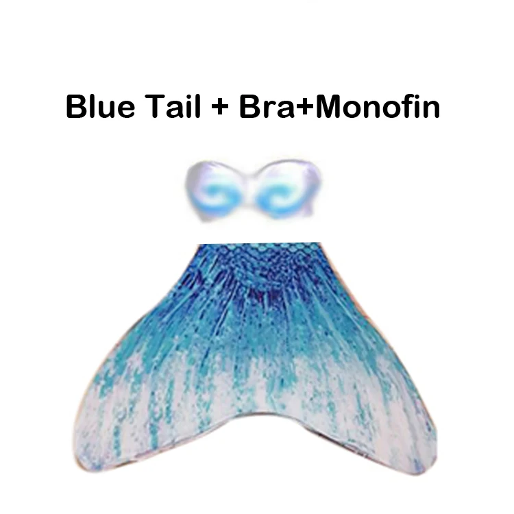 blue 3pcs Взрослый плавающий хвост русалки для плавания Zeemeerminstaart хвост русалки Косплей Костюм «хвост русалки» для детей, девочки русалки - Цвет: blue 3pcs