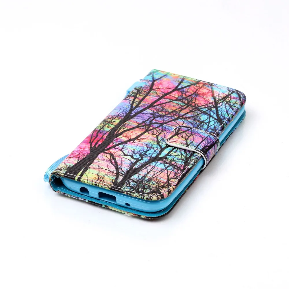 Красочные дерево Радуга кожа флип Стенд держатель кошелек + ремешок сумка чехол