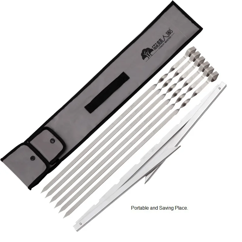 Новый портативный гриль из нержавеющей стали с древесным углем 1 комплект для барбекю 6 шт. 45 см шашлыки