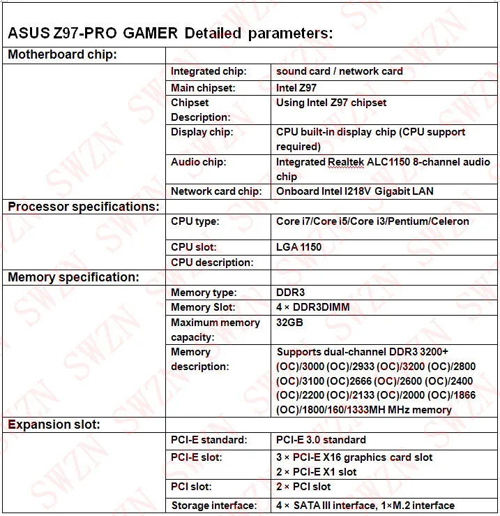 Оригинальный использовать сервер материнская плата для Asus Z97-PRO геймер Socket 1150 I7 I5