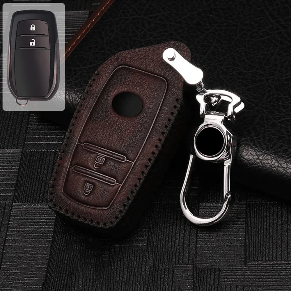 Кожаный чехол для ключей автомобиля для Toyota Chr Rav4 Auris Avensis Prius Aygo Camry Corolla Land Cruiser 200 Prado Crown Aqua брелок