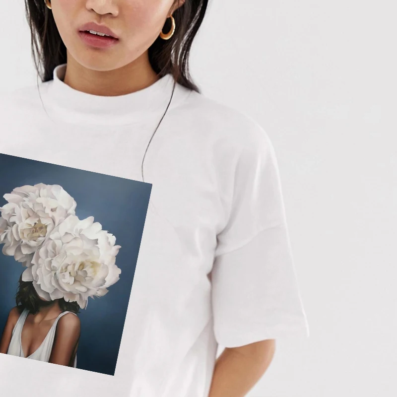 Женская футболка с цветочным принтом короткими рукавами Новое поступление