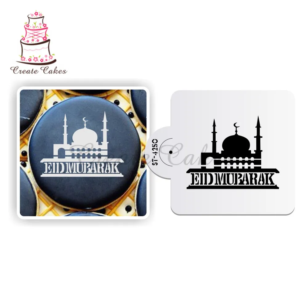 Новинка пластиковый трафарет Mubarak Eid слова украшение торта боковой для трафареты