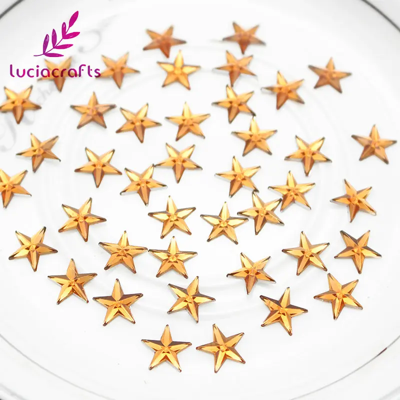 yellow 250pcs Lucia crafts 10 мм дизайном в виде прозрачных звездочек, акриловые стразы Искусство Стразы для DIY 250 шт./500 шт. G0419 - Цвет: yellow 250pcs