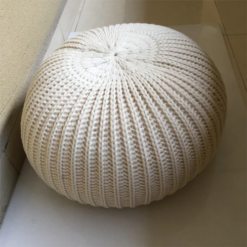 beige 50 см большая круглая подушка для домашнего дивана, декоративная подушка ручной работы, вязаная шерстяная подушка с узлом,, подушка для пола - Цвет: beige