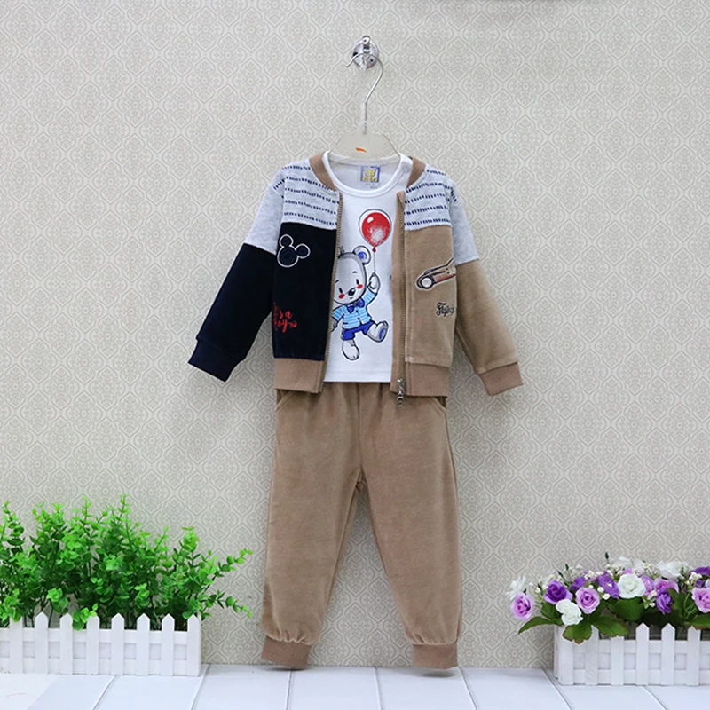 Детская одежда для мальчиков футболка из чистого хлопка + велюровые длинные