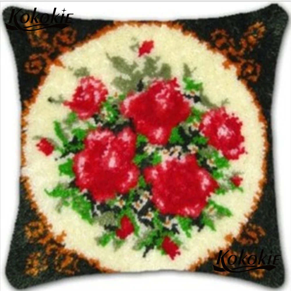 

Crocheting Rug Kits latch hook rug flower pillow embroider needlework kits Embroidery cross stitch kits Unfinished Pillowcase
