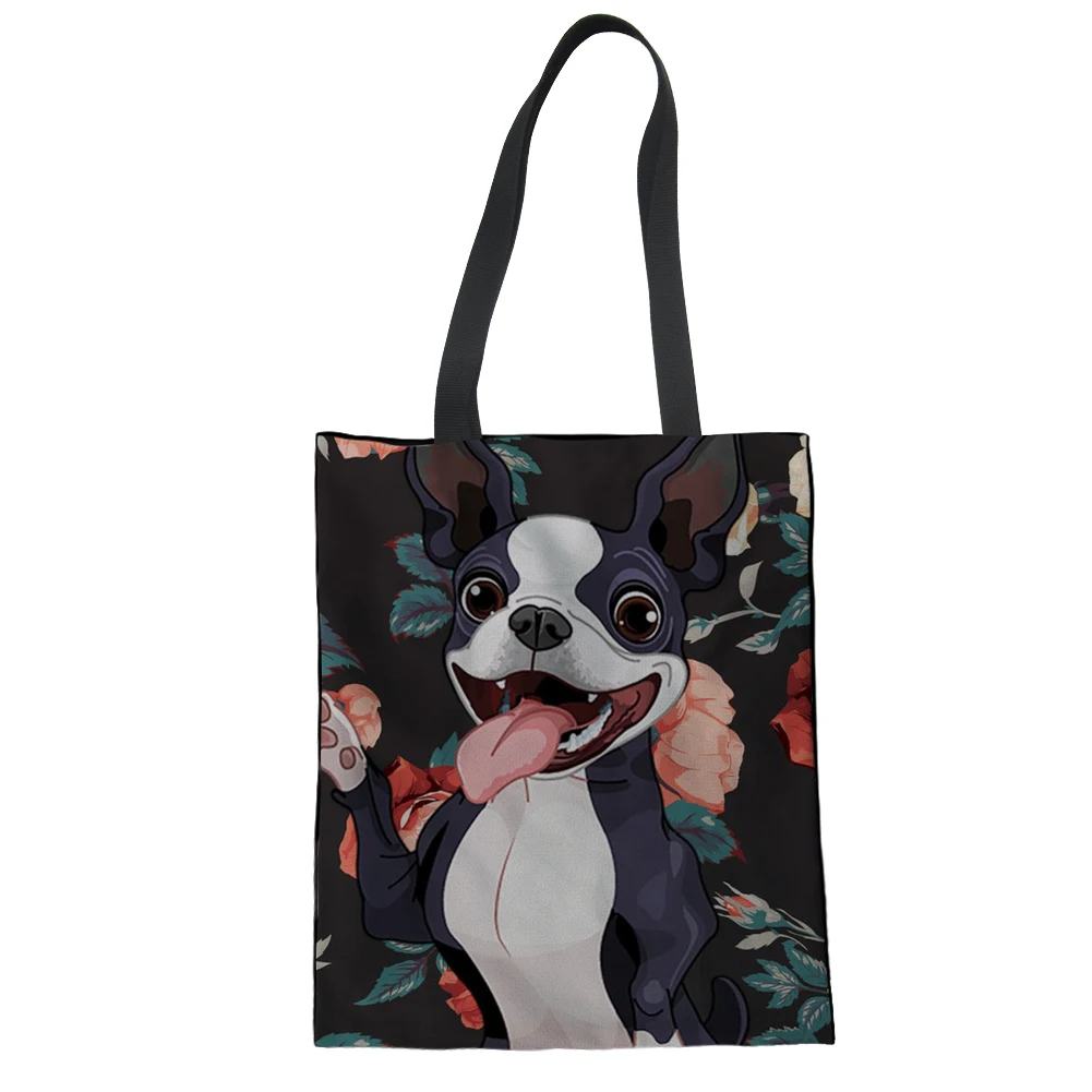 FORUDESIGNS Boston Terrier женская сумка для покупок многоразовая тоут портативные холщовые