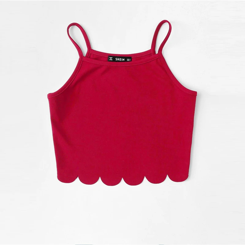 SHEIN летний красный топ на бретельках, жилет, Женский Повседневный жилет на бретельках, тонкий топ на бретельках